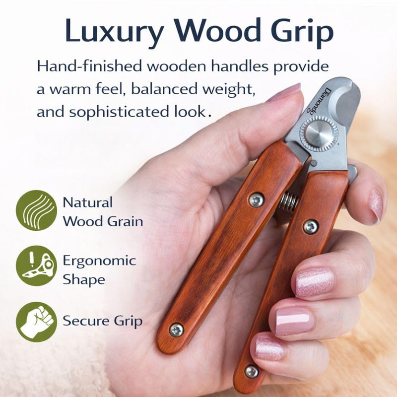 Diamondg Heavy Duty Dog Nail Clipper and Trimmer with Full Length Hardened Steel and Wooden Handle Brown