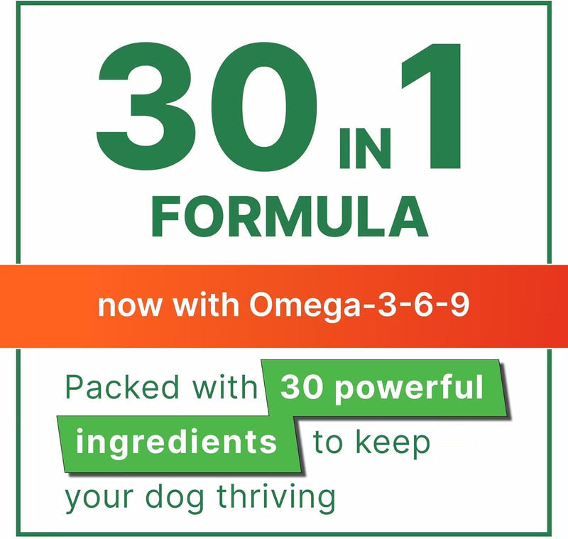 Vitamins for Dogs - 4 in 1 Complex with Omega, Glucosamine, Probiotics and Vitamins - 120 Ct (Pack of 1) - BBQ Beef