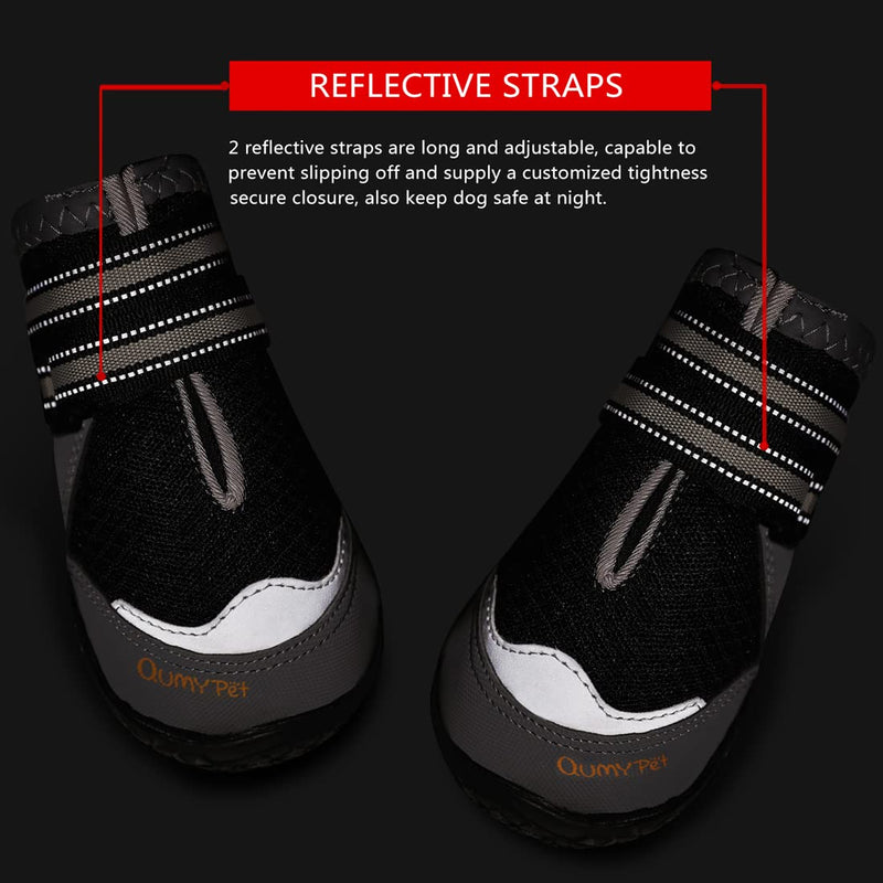 QUMY 4PCS Dog Boots for Large Dogs, Medium Dog Shoes & Paw Protectors for Hot Pavement, Summer Heat Protection, Mesh Breathable Skid-Resistant Dog Booties for Hardfloors, Walking Running Hiking 0Black-4PCS Size 1: 1.8''x2.3''(Width*Length) - BeesActive Australia