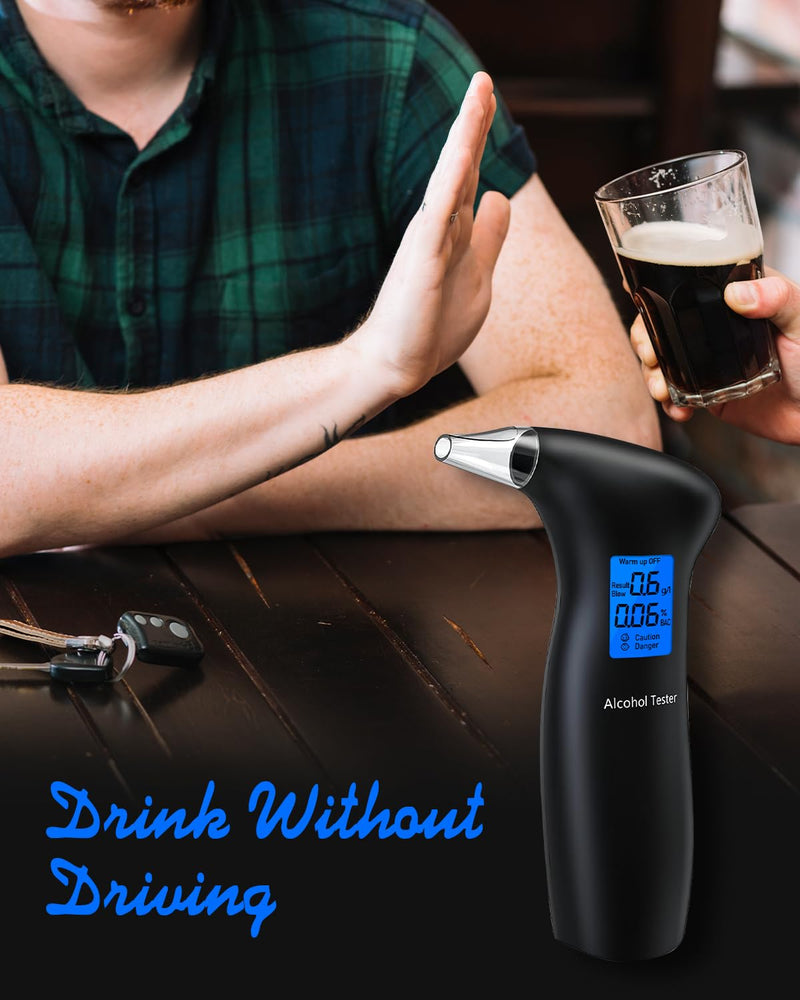 VRKYRIN Breathalyzer for Alcohol, Portable Breathalyzers to Test Alcohol Personal Alcohol Breathalyzer Tester with LCD Display and 12 Mouthpieces for Home Party Use - BeesActive Australia