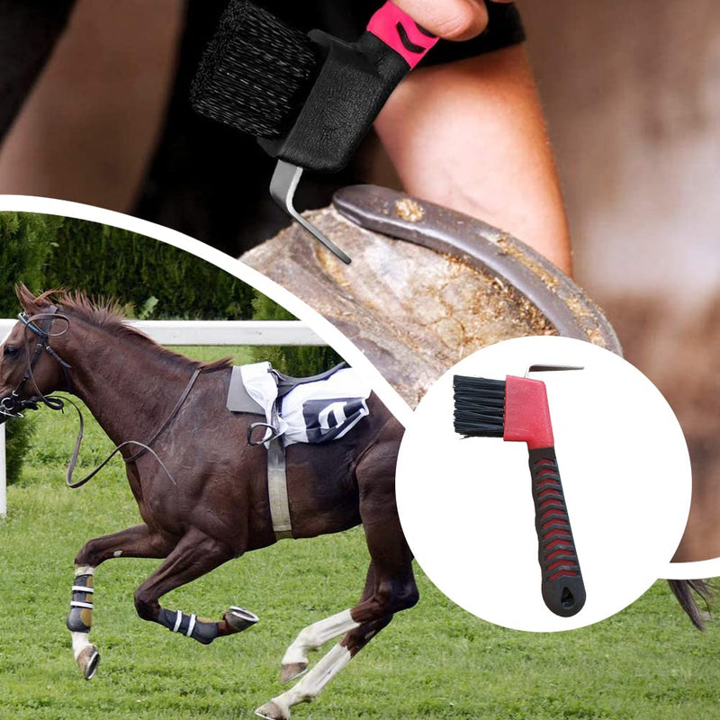 Horse Hoof Pick Brush with Handle, Sturdy Hoofpick Brush, Horseshoe Brush Horses Hoof Groove Cleaner for Horses, Donkey, Goat, Tires and Hiking Boots(Random Colour) - BeesActive Australia