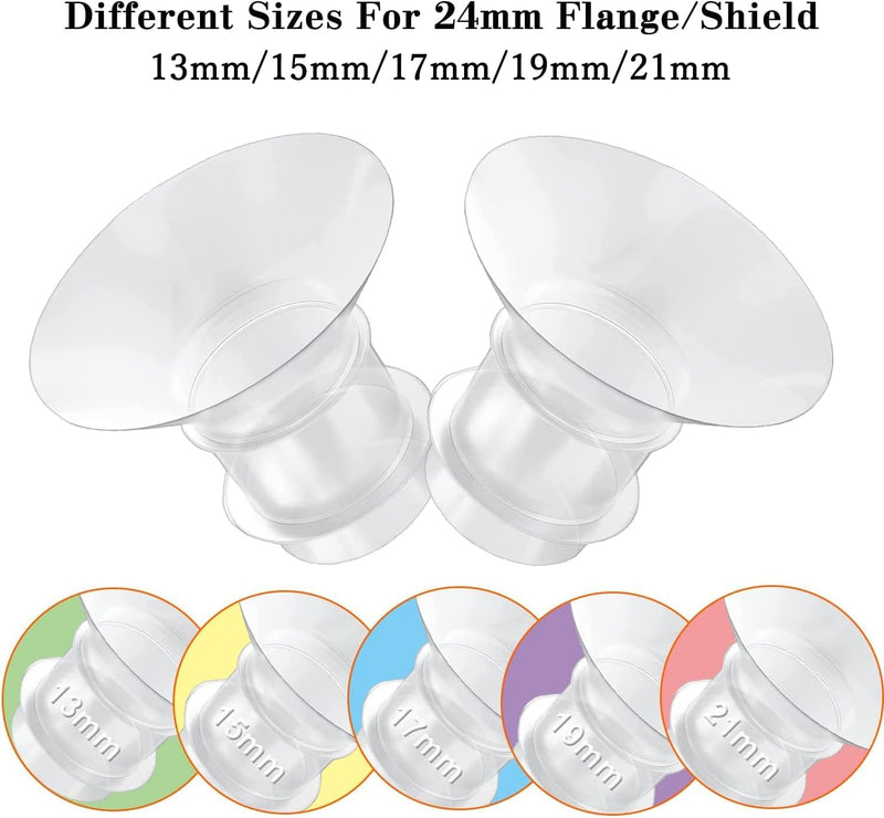 Flange Inserts 13/15/17/19/21mm 5pcs,Suitable for Medela,Spectra 24mm Shields/Flanges,Compatible with Momcozy S12 Pro/S9 Pro/S9/S12 Wearable Breast Pump,Reduce 24mm Tunnel Down to Correct Size 5size-flange insert - BeesActive Australia