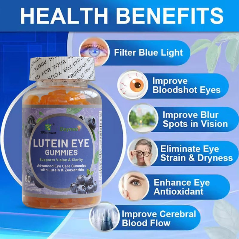 Lutein Eye Gummies, Eye Care Supplements for Adults, 60 Ct | With Lutein 20mg & Zeaxanthin 4mg, Supports Vision & Clarity, Vegan, Blueberry Flavored