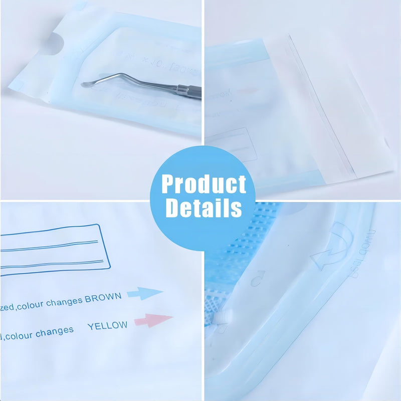 Yuelong 200PCS Self Sealing Sterilization Pouch Bags Autoclave Sterilizer Bags Pouch for Nail Tools Grade Paper Disposable Dental Tattoo Accessories Tool Storage Bag (5.25" x 10") 5.25" x 10" - BeesActive Australia