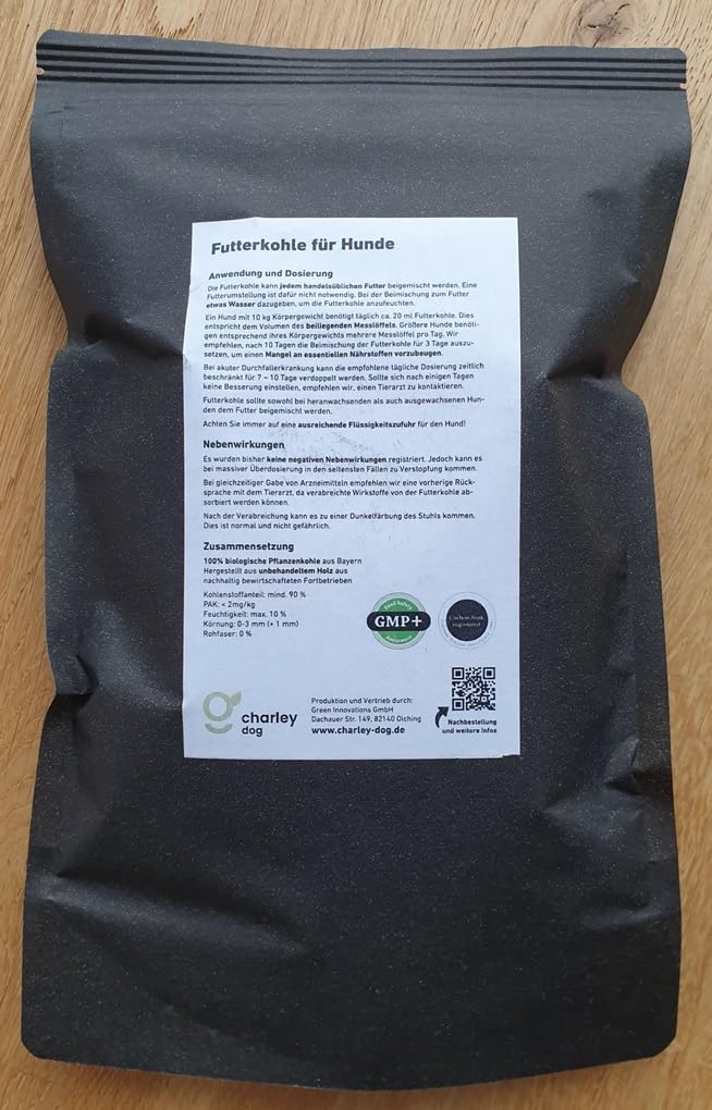 Charley Dog Food Charcoal for Dogs, 750 ml Bag, Premium Feed Charcoal for Healthy Digestion, Prevention and Natural Instant Aid for Diarrhoea, Acidity and Flatulence