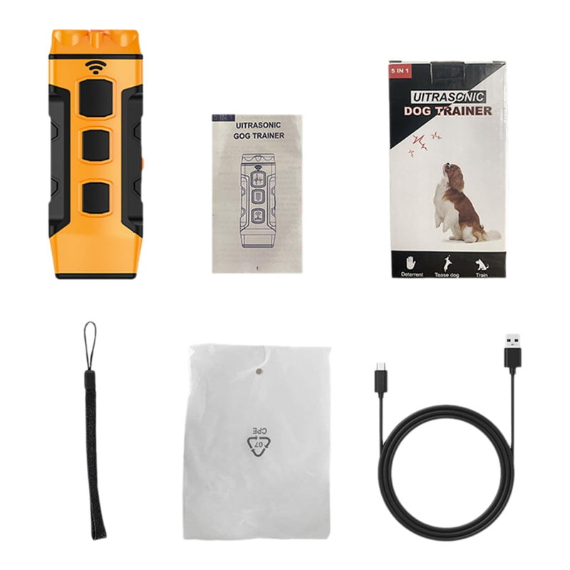 Dog Bark Deterrent Device, Upgrate Anti Barking Device for Dogs 32ft Max Range, 5 in 1 Ultrasonic Dog Bark Deterrent Stopper Repeller Silencer, Barks No More Dog Training Device for Indoor & Outdoor.