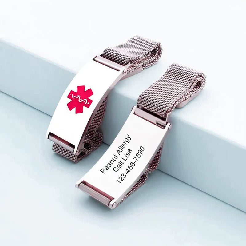 Medical Alert Bracelets for Men Women Medical Id Bracelets with Free Laser Engraving Adjustable Stainless Steel Band Magnetic Security Clasp Dual-Side Engraving DNR(DO NOT RESUSCITATE)