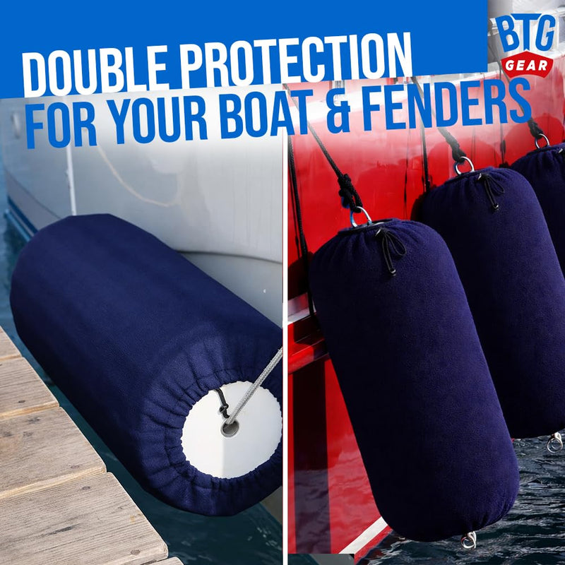HTM-1/ HTM-2/HTM-3 Hole in The Middle Marine Fleece Boat Fenders Bumpers Covers/Socks (Navy Blue) HTM-2 (8"x20") - TWO PACK - BeesActive Australia