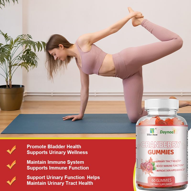 Cranberry Gummies for Women, Urinary Tract Support, 60 Count | Cranberry supplement gummies with vitamin C and E, vegan and non-GMO, for daily urinary tract wellness