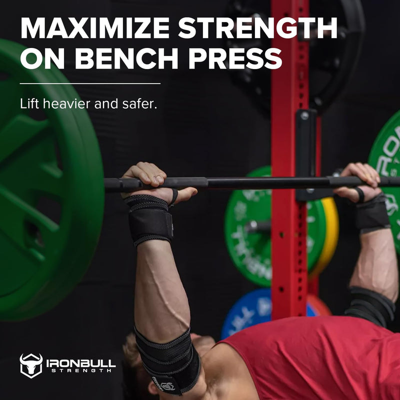 Elbow Wraps for Weightlifting (1 Pair) - 50" Elastic Elbow Braces for Weight Lifting - Elbow Support for Bench Press, Powerlifting, Fitness, & Gym Workout - Gym Elbow Straps Weightlifting - Elbow Compression Strap Brace Black