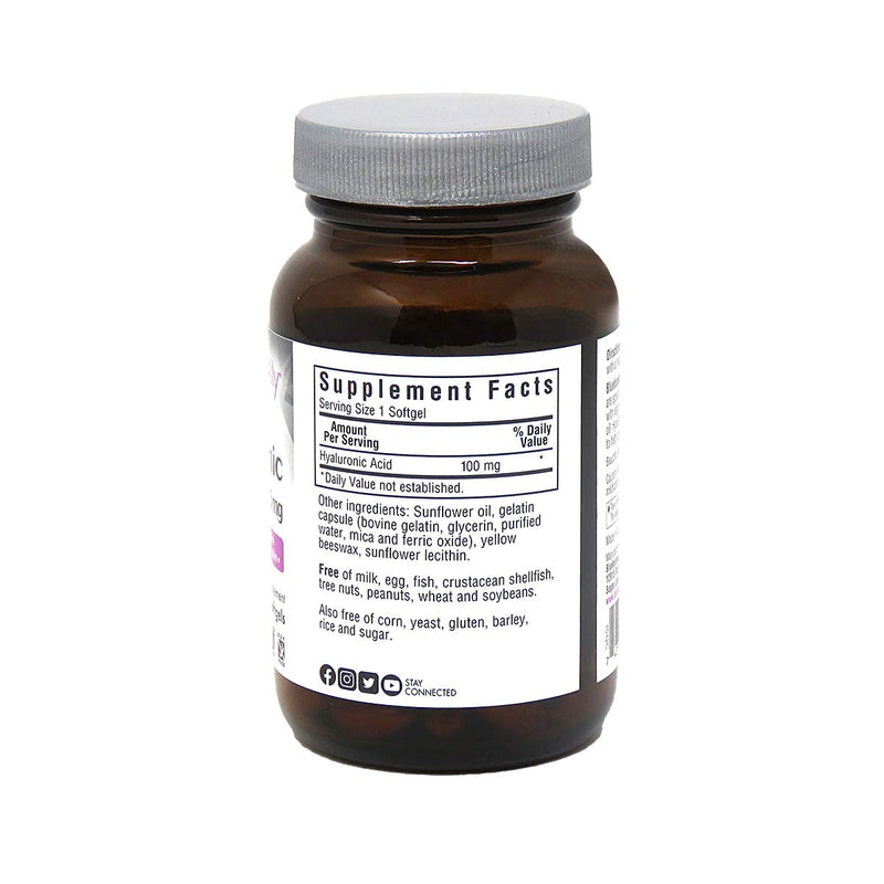 Bluebonnet Nutrition Beautiful Ally Hyaluronic Acid 100mg, Nurture Radiant Skin*, Non-GMO, Gluten-Free, Soy-Free, 90 Softgels, 90 Servings | Third-party tested for purity and potency; manufactured in the USA