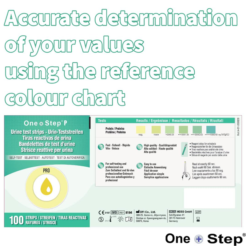 One Step Protein Urine Testing Kit, 100 Test Strips, Quick, Accurate Results, 60 Seconds, Home Urinalysis, Proteinuria Check - BeesActive Australia