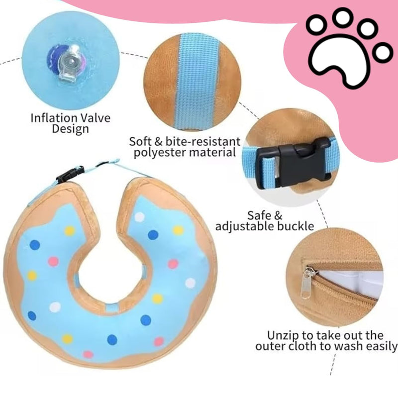 LittleBean Inflatable Neck Brace Dog Cat Protective Collar Collars for Pets Dog Collar Leak Protection for Recovery After Surgery or Wounds (Pink Donuts, [Neck: 16"-18.5"] XL) Pink Donuts - BeesActive Australia