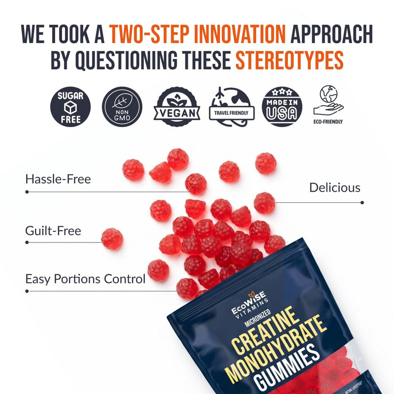 Creatine Monohydrate Gummies 5000 mg per Serving, Strawberry Flavor, with Turmeric Root & Black Pepper, Sugar Free, Vegan Creatine Gummies, 120 Gummies, 30 Servings 120 Count (Pack of 1)