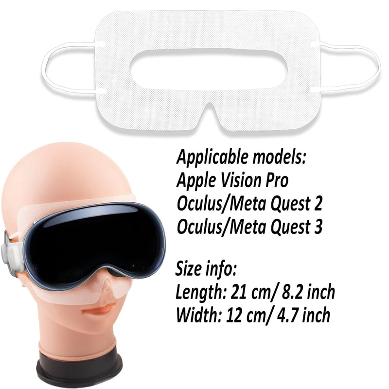 Disposable VR Mask for Apple Vision Pro/Meta Quest Serial Sweat Prenvent Eye Cover Mask for Virtual Reality Headsets (White) (10 Pcs, White) 10 Pcs - BeesActive Australia