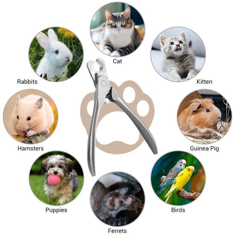 Cat Nail Clipper, Stainless Steels Pet Nail Cutters with Crescent-Shaped Cutter Avoid Overcutting for Dogs Cats Rabbits