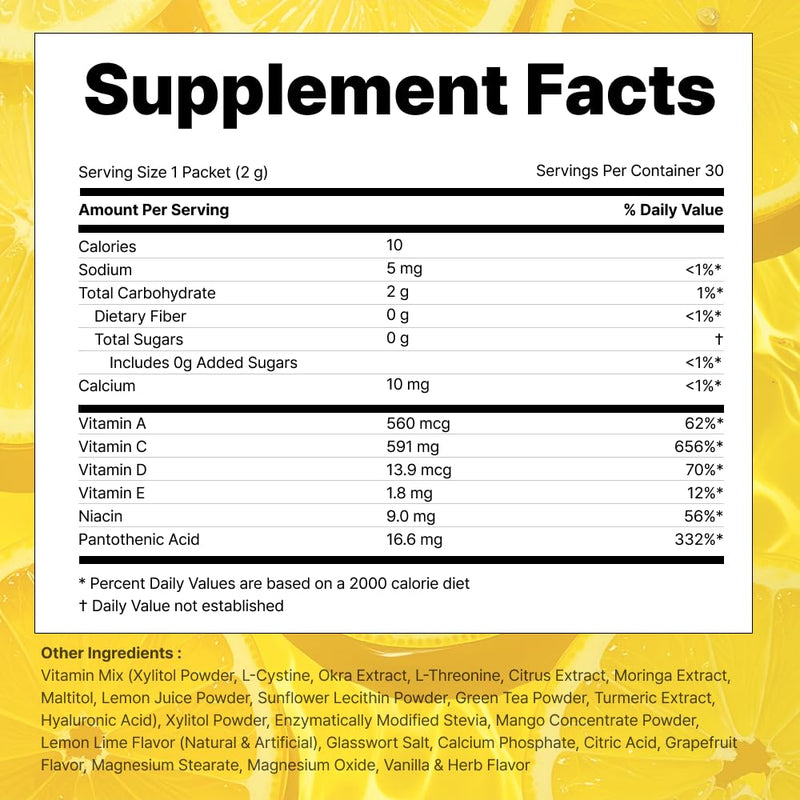 VITALBEAUTIE Super Retinol - Ingestible Liposomal Retinol & Vitamin C 1000mg Powder - Vegan K-Beauty Skin Supplement for Radiant Glass Skin & Tone, Dark Spot Care, 30 Packets