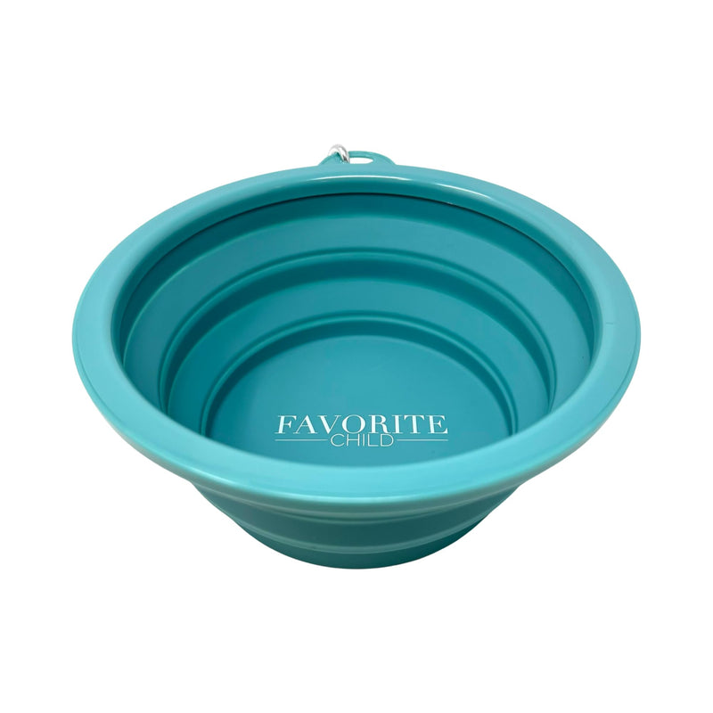 SparkDog Collar Collapsible Silicone Travel Pet Bowl -Premium Quality, Food Grade Silicone, Reinforced Rim, Large for Travel, Hiking, Adventure, Dog or Cat (Aqua-Favorite Child, 34oz/1L) Aqua-"Favorite Child" - BeesActive Australia
