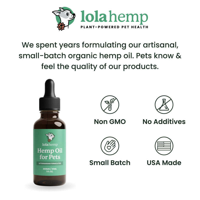 Lolahemp Hemp Oil for Dogs & Cats - Made in USA at Family Farm - Natural Hemp Oil for Joint Support, Promoting Mobility, Relieving Discomfort and Calming Supplement for Promoting Relaxation