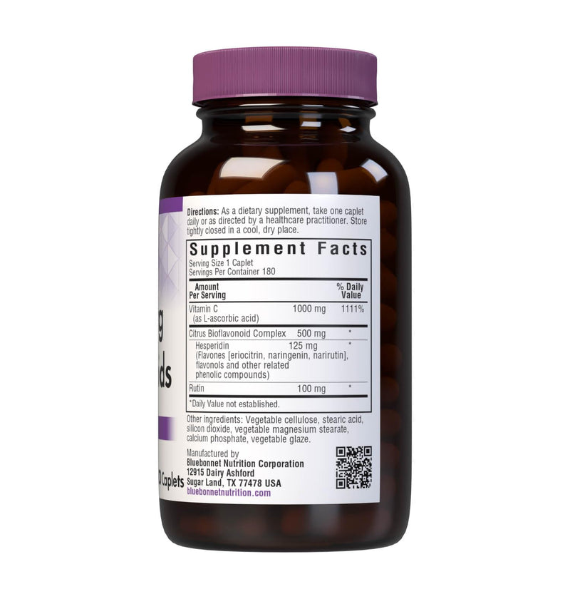 Bluebonnet Nutrition C-1000 mg Plus Bioflavonoids Caplets, Vitamin C 1000 mg, Citrus Bioflavonoids 500 mg, for Immune Health, Soy Free, Gluten Free, Non-GMO, Kosher, Dairy Free, Vegan, 180 Caplets | Immune Health; Non-GMO, Vegan, Kosher Certified, Glut...