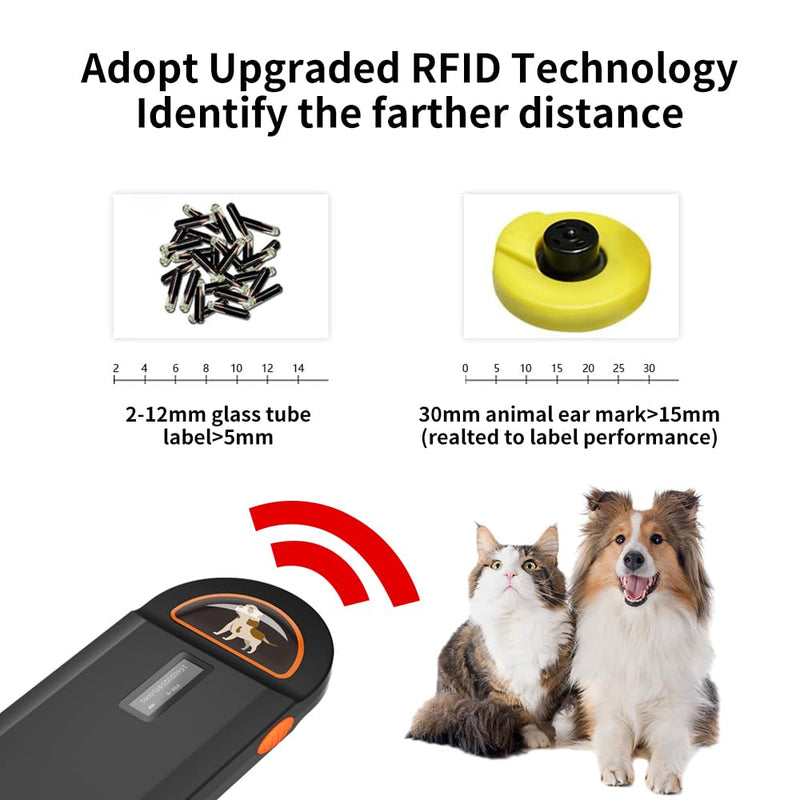 Pet Microchip Scanner, RFID Dog and Cat Microchip Reader, Supports EMID, FDX-B（ISO11784/11785）Microchips, for Animal Management - BeesActive Australia