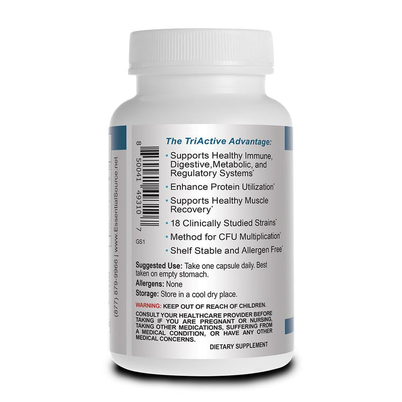 Essential Source TriActive Biotics Men's Probiotic Capsules, 30 Count | 30 Billion CFU, Prebiotics & Blue Spirulina, Shelf Stable, Allergen Free, Digestive & Immune Support