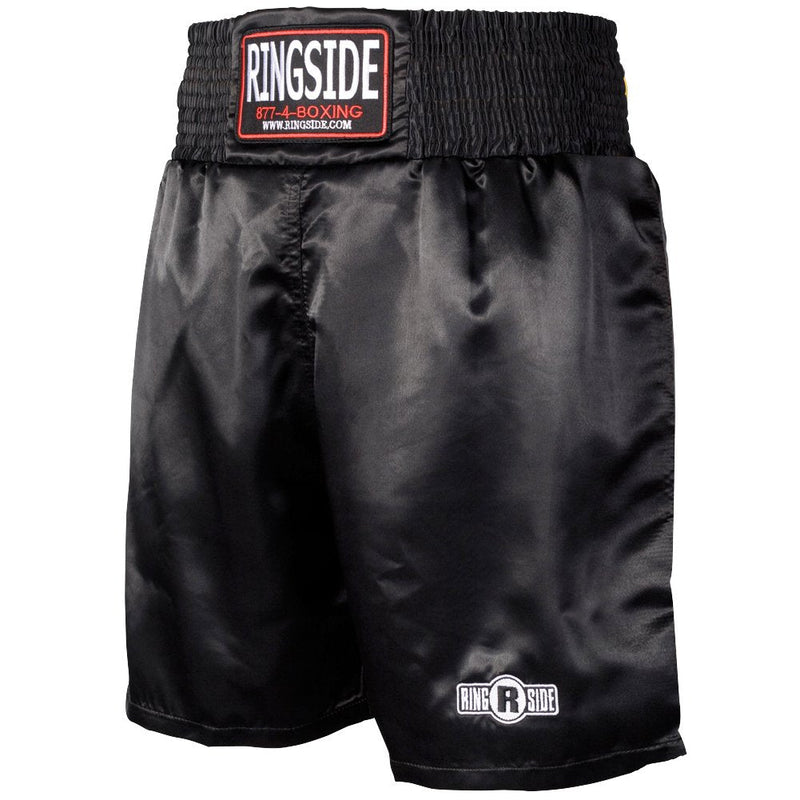 Ringside Pro-Style Boxing Trunks, Satin Shorts for Men and Women, Ideal for Boxing, MMA, Muay Thai Adult Large Black