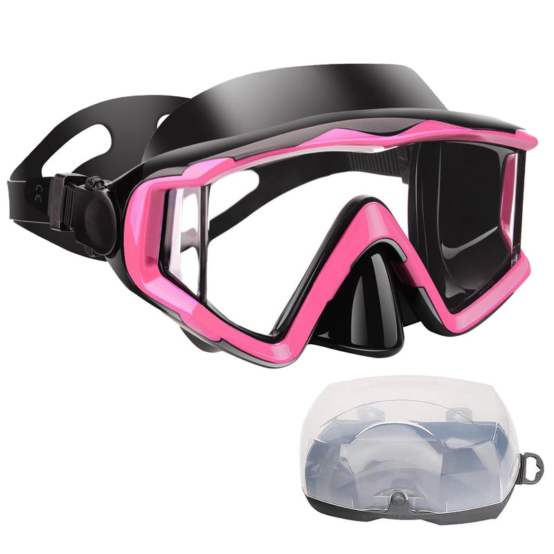 Diving mask Anti-Fog Swimming Snorkel mask Suitable for Adults Scuba Dive Swim Snorkeling Goggles Masks Pink Adult