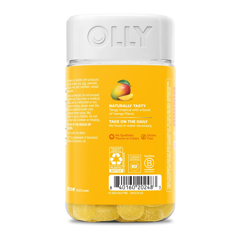 OLLY Probiotic Gummy,1 Billion CFUs,Immune and Digestive Support,Chewable Probiotic Supplement,Mango,80 Count (Pack of 2) 80 Count (Pack of 2)
