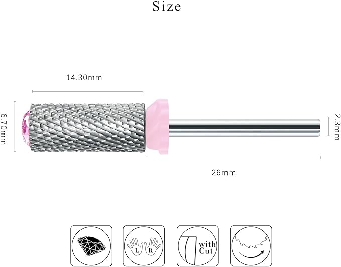 Nail Bit with Crystal Stone, Silver Bit, 5 Sizes QT-152 (Black, XC) - BeesActive Australia