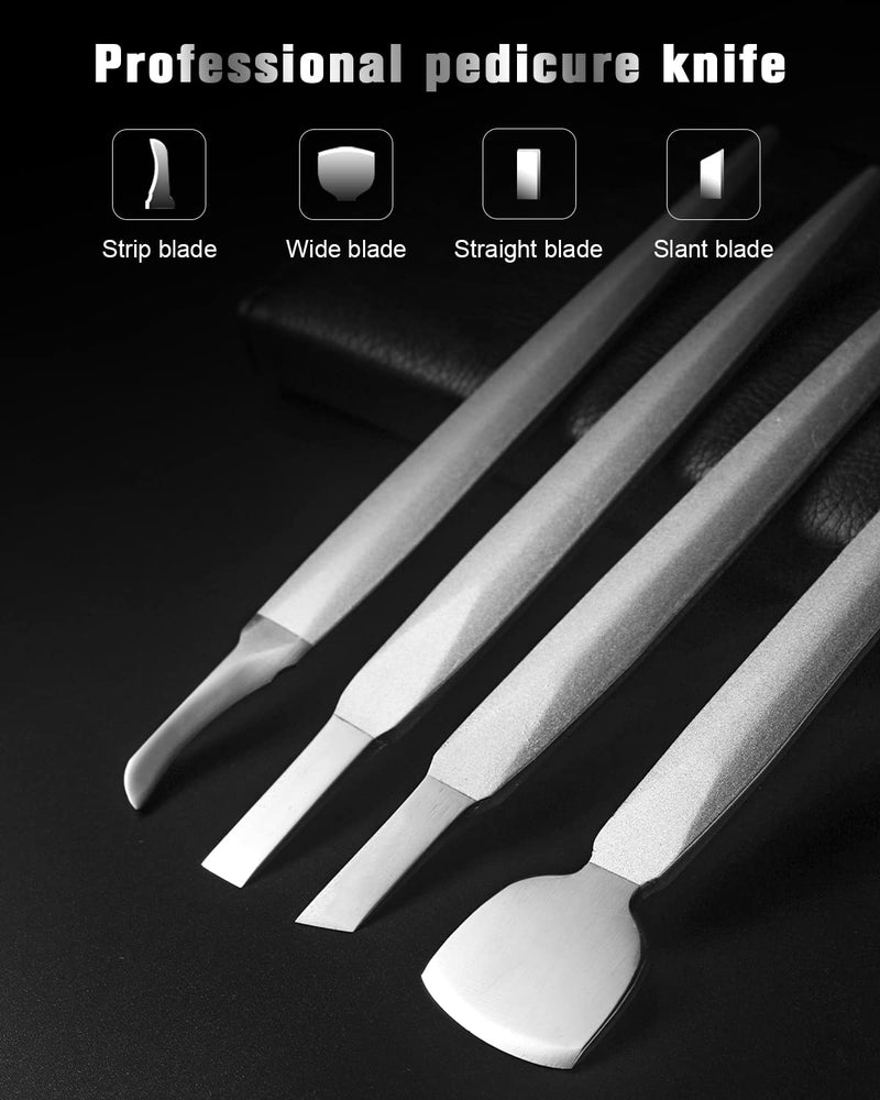 FERYES Pedicure Knife Ingrown Toenail Kit, 7 PCS Professional Pedicure Tool Toenail Grooming Kit, Top Notch Foot Blade, Super Sharp Toenail Clippers (Leather case included) 7PCS