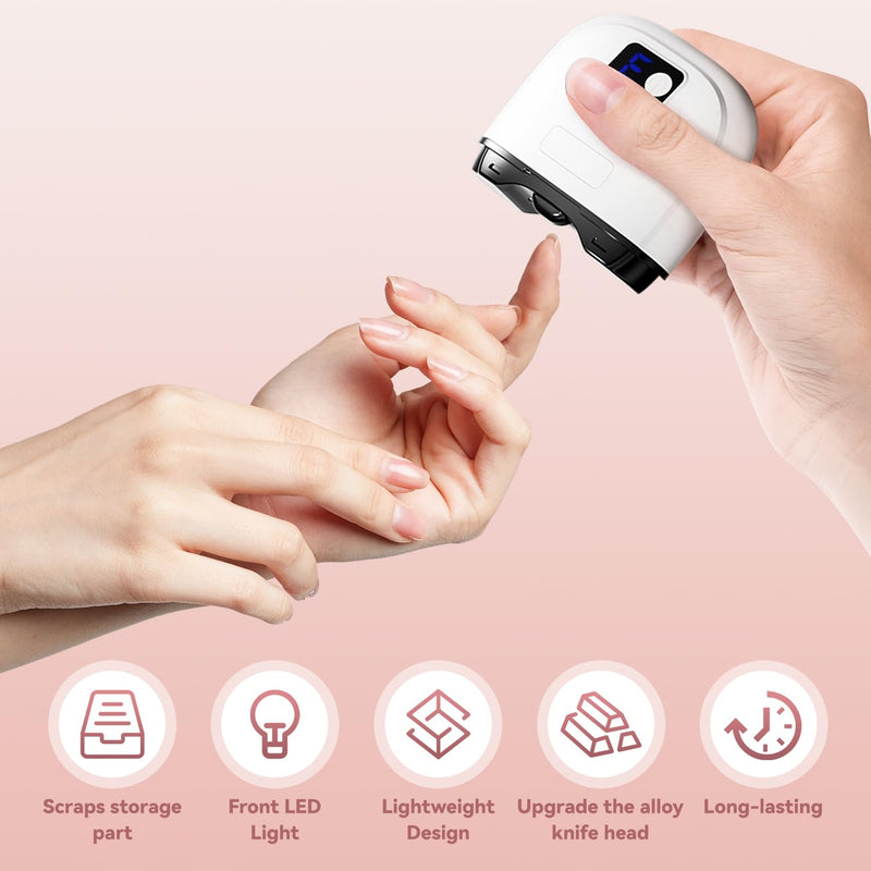 Electric Nail Clippers for Seniors & Adults, 2026 Upgrade 3-Speed Automatic Toenail Trimmer with LED Light and Nail Dust Collector, Portable Rechargeable Nail Cutter for Thick Nails, Babies, and Kids