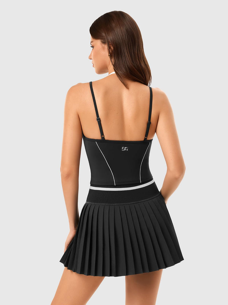 Workout Tank Tops with Scoop Neck,Sleeveless Longline Sports Bra, Strappy Open Back Camisole for Yoga,Gym Basic Top Blk001 Large - BeesActive Australia