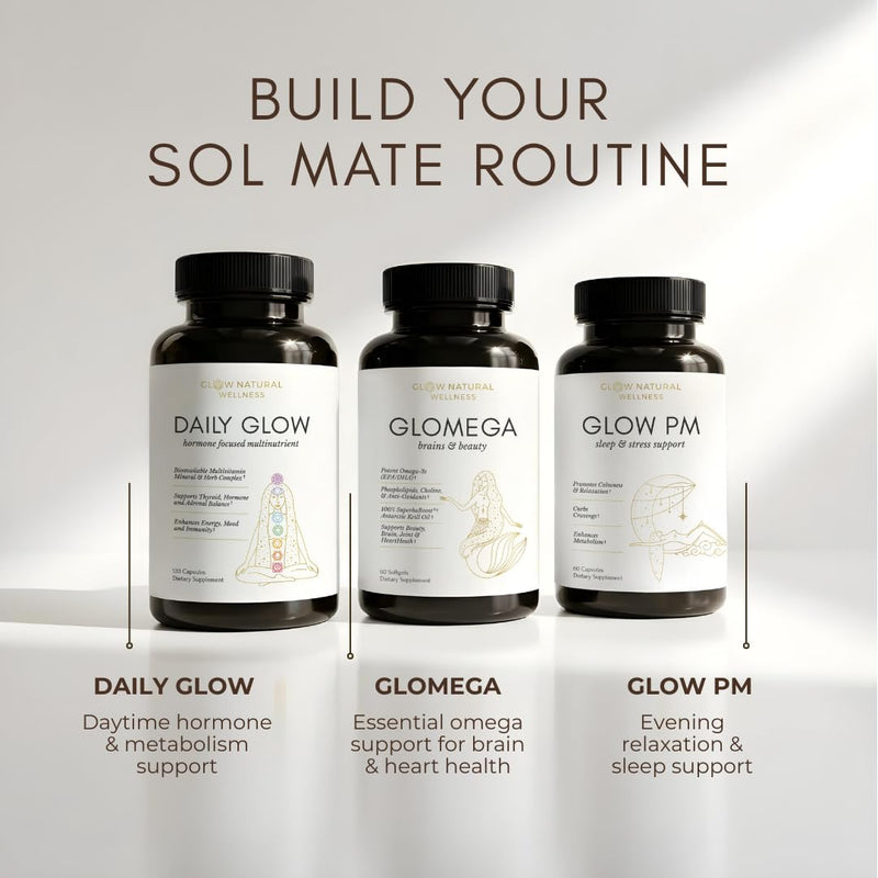 Glow Natural Wellness Sol Mate - Vitamin D3 & K2 Supplement for Women, Vitamins K1 & K2 + D3 Daily Capsules, 30 Count