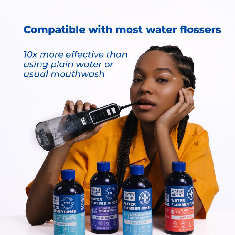 Concentrated Water flosser Rinse & Mouthwash | Add to Oral irrigator | Mint Flavor | When dilluted 186 fl.oz | Alcohol and Fluoride Free| Pack of 1 = 16.9 fl.oz WATER DENT 16.9 Fl Oz (Pack of 1) - BeesActive Australia