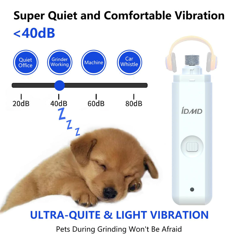 Dog nail grinder with light dog nail trimmer quiet 2-Speed Rechargeable Electric Pet Nail Grinder toenail file dog nail clippers for Large Medium Small Dogs & Cats Nail care grooming supplies kit Dog Nail Grinder+Charging Cable - BeesActive Australia