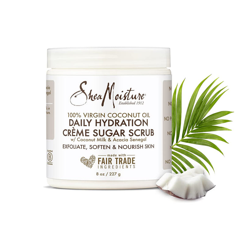 SheaMoisture Daily Hydration Crème Sugar Scrub Care for Dry Skin 100% Virgin Coconut Oil Acacia Senegal Exfoliating Scrub, Coffee, 8 Oz - BeesActive Australia