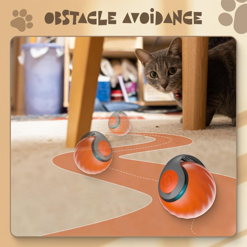 Speedy Tail 2.0,Speedy Tail Cat Toy,Smart Interactive Cat Toy Balls,Automatic Moving Balls for Cat Dog Touch Motion Rolling Cat Toy Ball,Self Rolling Smart Cat Toy Ball Interactive Cat Toys with Tail Orange - BeesActive Australia