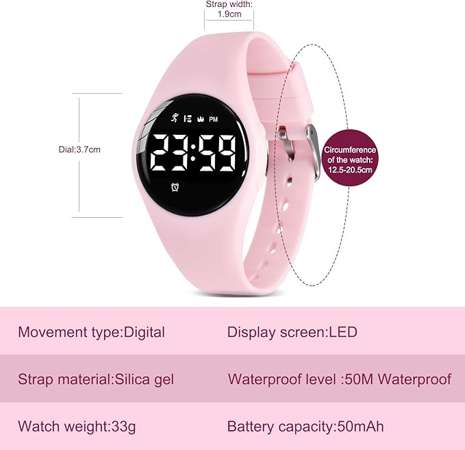 Kids Watches Digital Sport Watch for Girls Boys, Fitness Tracker with Alarm Clock, Stopwatch, No App Waterproof Watches for Teens Students Ages 5-12