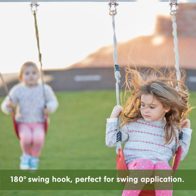 Set of 2 Heavy Duty 180° Swing Hangers, Stainless Steel Swing Hook for Ceiling Wooden Porch Swing Hanging kit Playground Gym Rope Boxing Bag Hammock Chair Yoga Swing Mount 1000 lb Capacity 2 Pack