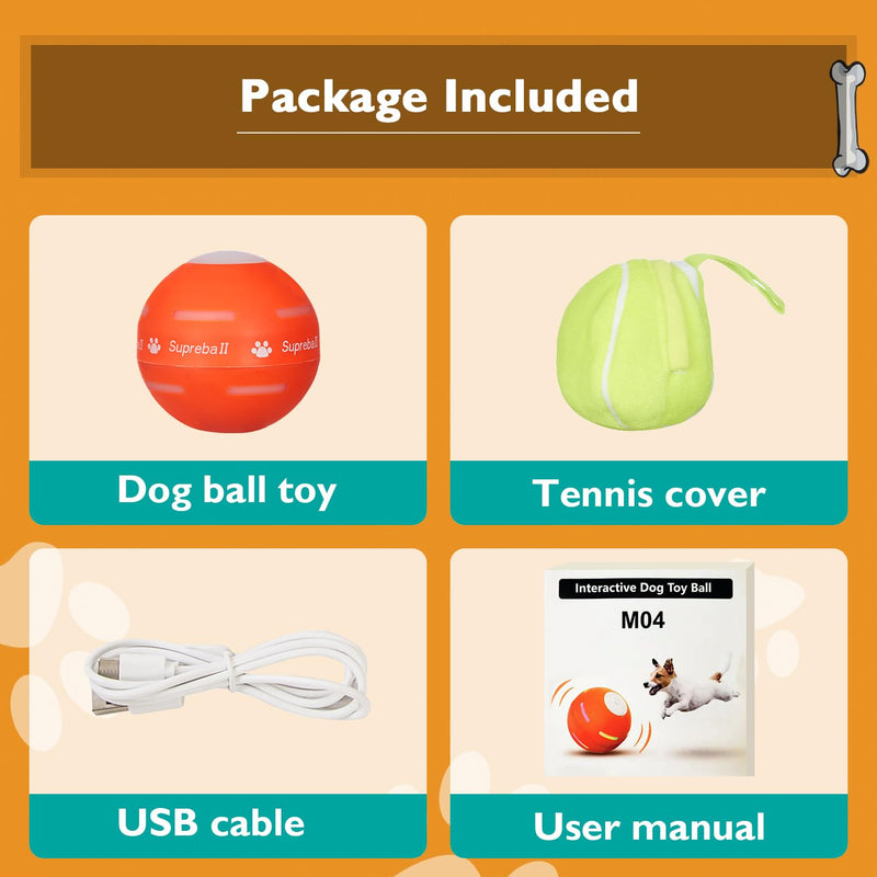 PetDroid Interactive Dog Toys Dog Ball,[2025 Newly Upgraded] Durable Motion Activated Automatic Rolling Ball Toys for/Small/Medium/Large Dogs,USB Rechargeable (Orange) Orange - BeesActive Australia