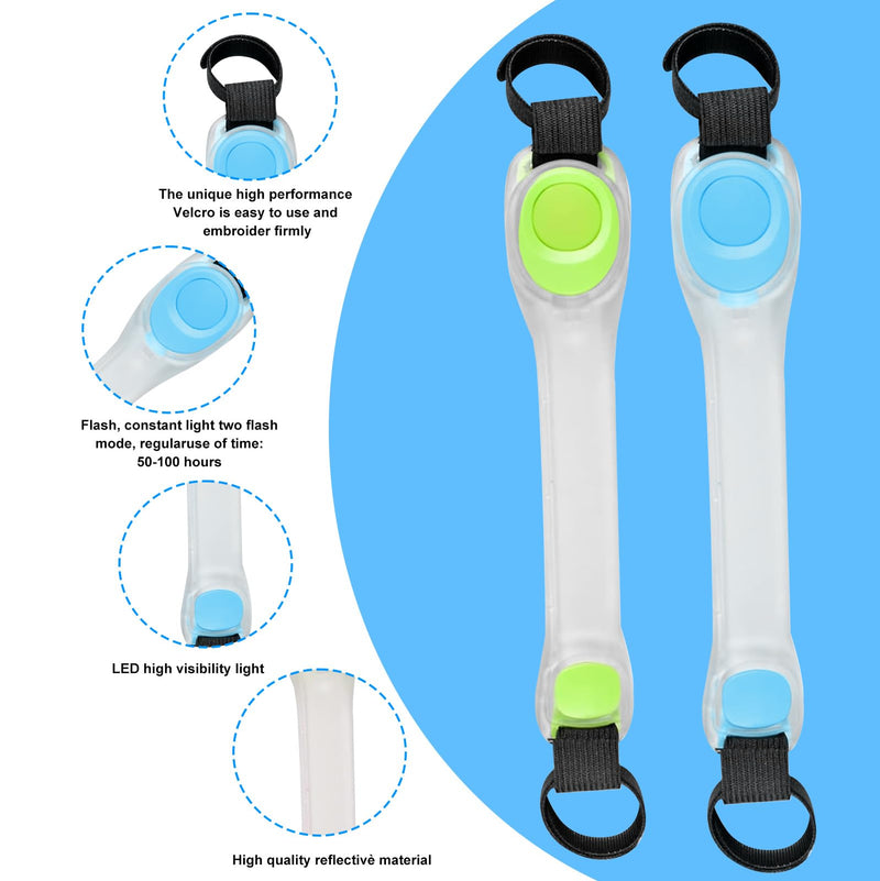 Pack of 2 safety LED light bands for dogs and cats, USB rechargeable safety light collar for dogs, LED light bands for pets with Velcro fastener, easy to attach to collar, leash, harness - BeesActive Australia