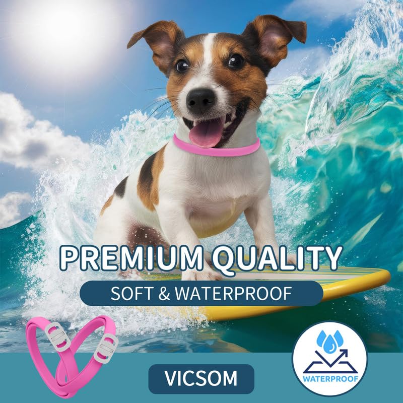 VICSOM 4 Pack Flea Collar for Dogs, Flea and Tick Collar for Dogs, 32 Months Flea and Tick Prevention for Dogs, Dog Flea and Tick Treatment, Water-Resistant & Adjustable Dog Flea Collar - Pink - BeesActive Australia