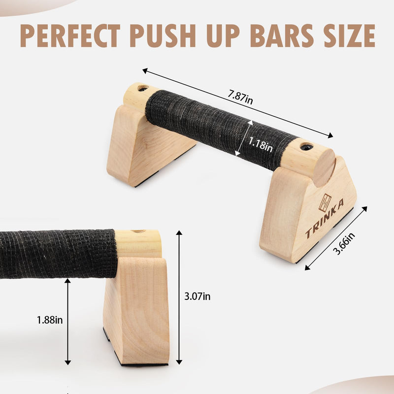 Wooden Parallettes Push Up Bars, 2 PCS Wood Calisthenics Bars with Non-Slip Base, Pushup Handles for Floor Home Fitness, Workout Equipment for Men and Women Strength Training 20cm