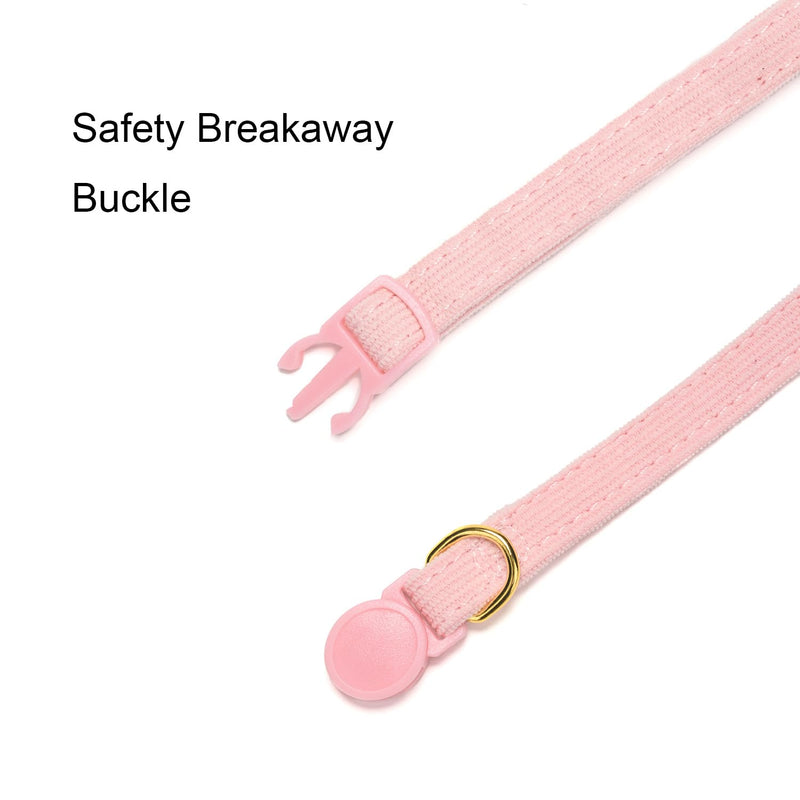 Cotton Breakaway Cat Collar with Bowtie and Bell, Adjustable Cute Soft Corduroy Kitten Collars for Girl Cats,Pink Neck 7.5" - 11.0" Pink - BeesActive Australia