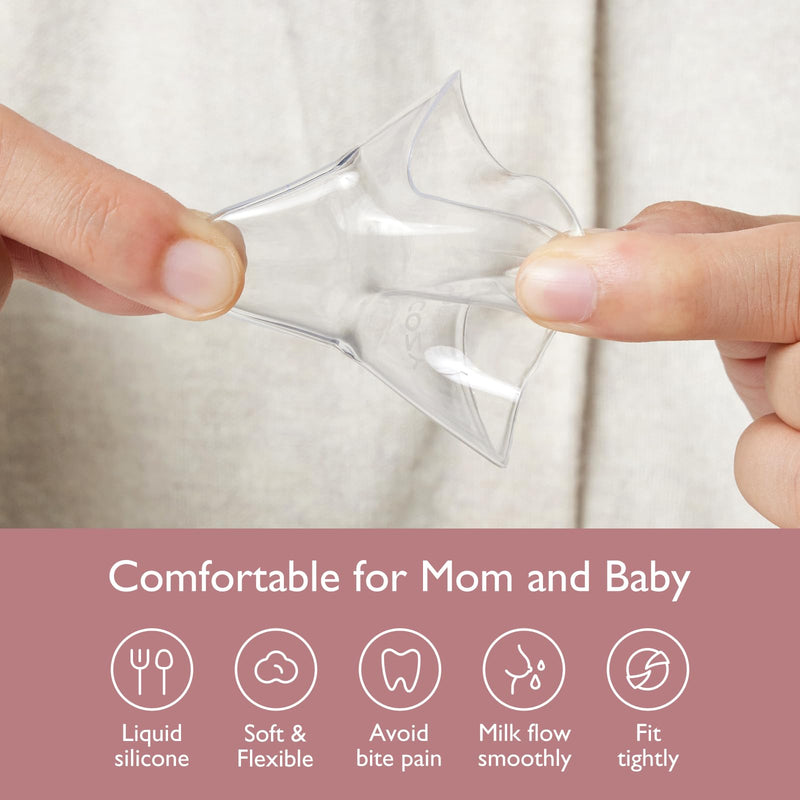 Momcozy Contact Nipple Shields, 100% Food-Grade Silicone for Breastfeeding Difficulties, Ultra-Thin & Super-Soft, Made Without BPA/BPS, Include Carry Case (24mm) 24mm - BeesActive Australia