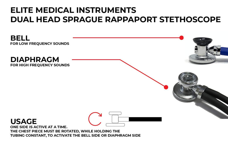 EMI EBL-430 Navy Sprague Stethoscope and Large Adult Cuff (See Large Cuff Size: 33 cm to 51 cm | 13 inch to 20 inch) Aneroid Sphygmomanometer Manual Blood Pressure Set Large Adult Cuff Set - Navy