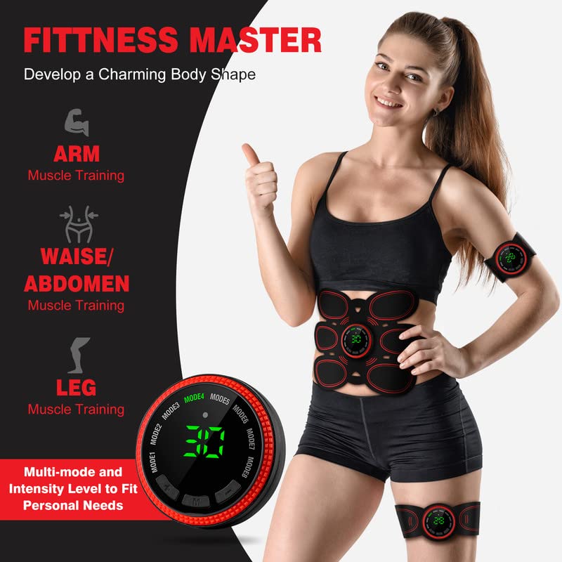 Abs Stimulator Muscle Toner, Ab Machine Trainer USB Rechargeable Gear for Abdomen/Arm/Leg, Fitness Strength Training Workout Equipment Men and Women DR6-E8 - BeesActive Australia
