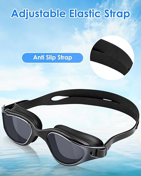Nabaiji Swim Goggles, Anti Fog Swimming Goggles Waterproof UV Protection Mirrored & Clear Adjustable Silicone Swim Glasses Clear Vision Suitable For Everyone - BeesActive Australia