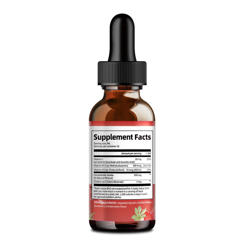 Migcopat Zeolite Detox Liquid Drops with B12, D3 & Vitamin C, 60ml | Pure Body Cleanse Support for Heavy Metals, Natural Zeolite Formula, Strawberry Watermelon Flavor 2 Fl Oz (Pack of 1)